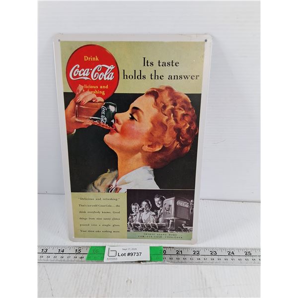 Coca-Cola Soda Fountain Metal Wall Sign 11.75  x 8 