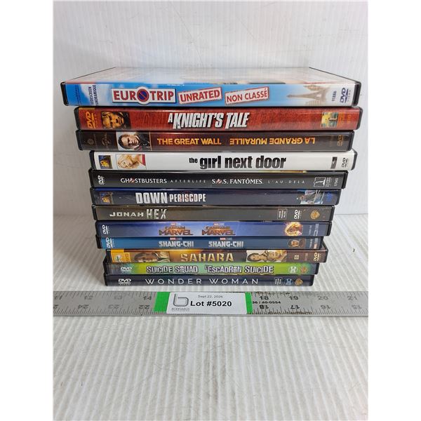 (12) DVD Movies-Eurotrip,Sahara,Wonder Woman,The Great Wall and more
