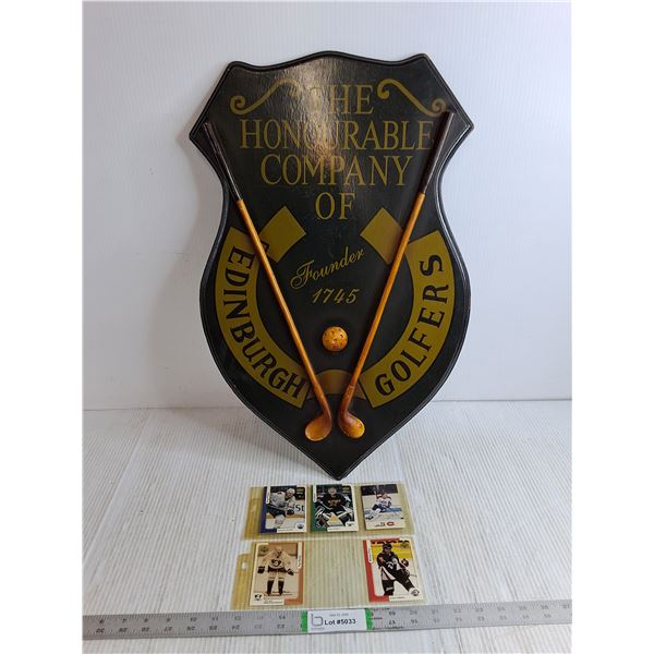 Wooden Golf Sign -(5) Assorted Hockey Cards