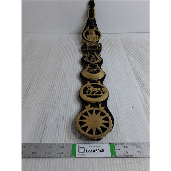 (1) Leather Strap with 6 Horse Medallions