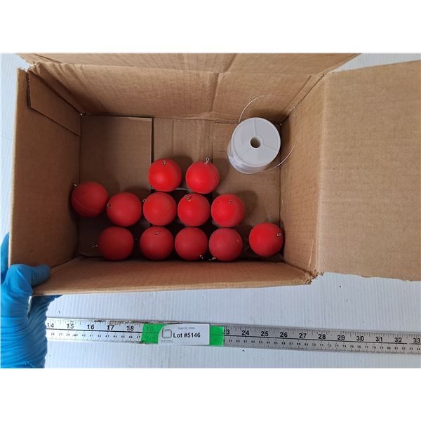 (12) Rubber Fishing Floats & Roll of Invisible Line