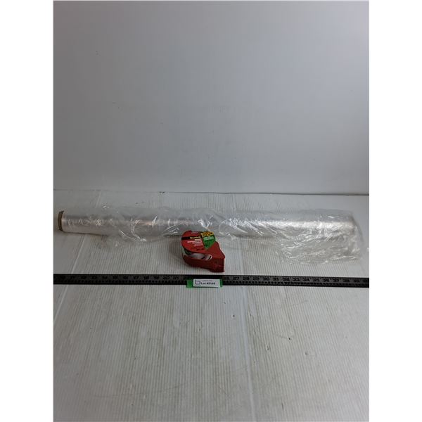 32" Roll of Plastic Film Wrap - Length Unknown, Scotch Tape Roller