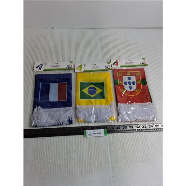 (3) Fan Edition Flag Scarves - France, Brazil, Portugal