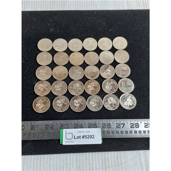 (30) Regina Buffalo Days 50 Cent Coin Tokens - Expired