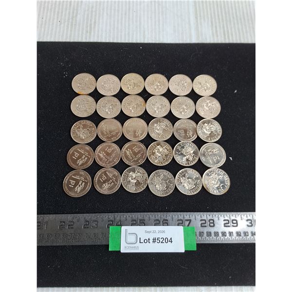 (30) Regina Buffalo Days 50 Cent Coin Tokens - Expired