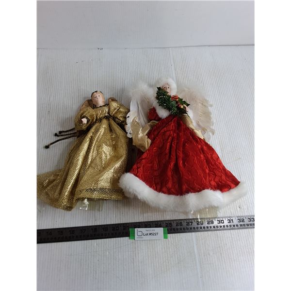 (2) Christmas Themed 14" Ornamental Angel Dolls