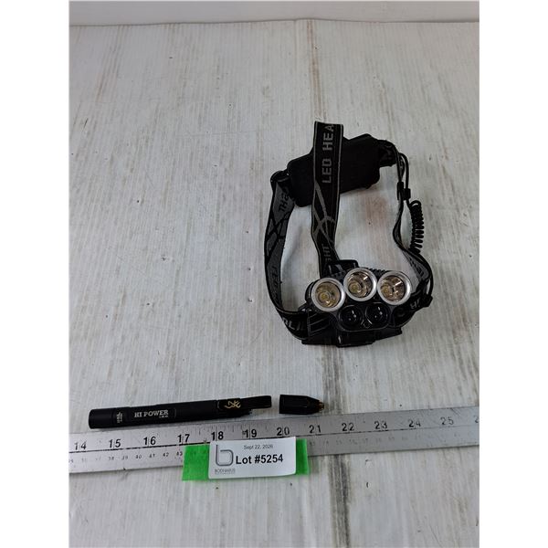 LED Headlamp Untested As-Is and Browning Hi Power 85L Ansi LED Flashlight
