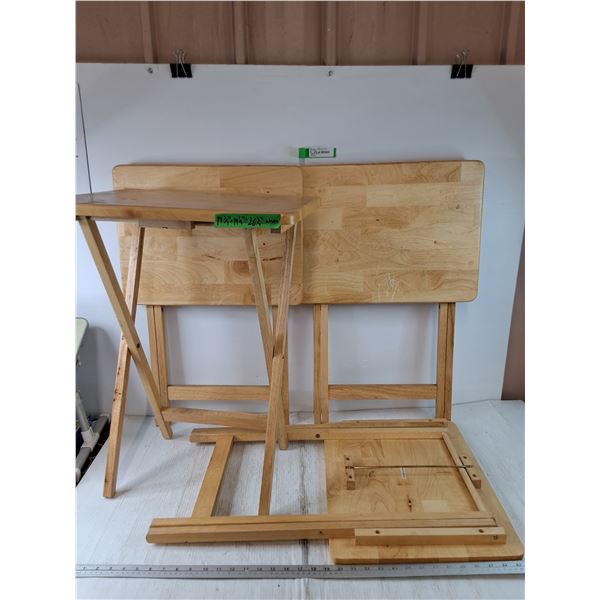 (4) Wooden Folding Tables 14 3/4" x 19 1/4" x 26 1/4", Pickup Only