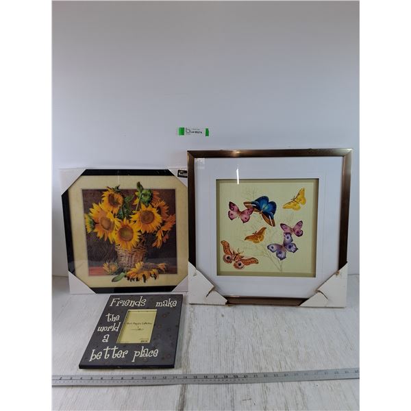 (3) Picture Frames and Images, 19 1/2" x 19 1/2", 17" x 17", 9 5/8" x 11 5/8"
