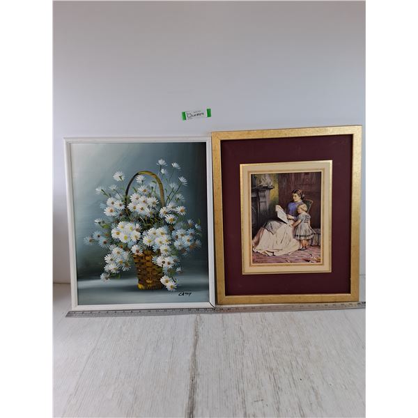 Flower Painting 17 3/4" x 21 1/4" and Painting Print 17 3/4" x 22"