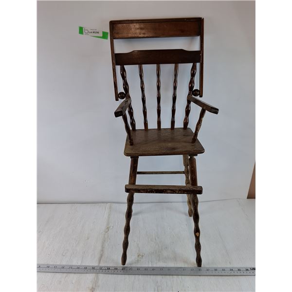 *Miniature Wooden Doll High Chair No Shipping