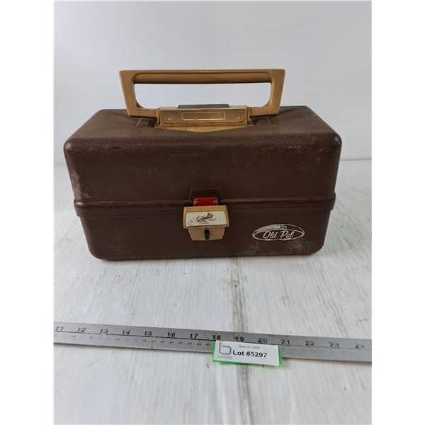 Old Pal Brown Tackle Box, Assorted Lines, Lures, Line Bobs, Misc