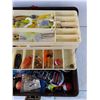 Image 5 : Old Pal Brown Tackle Box, Assorted Lines, Lures, Line Bobs, Misc