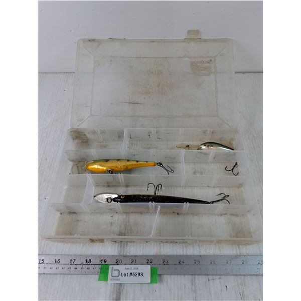 Clear Tackle Box With (3) Big Trolling Lures