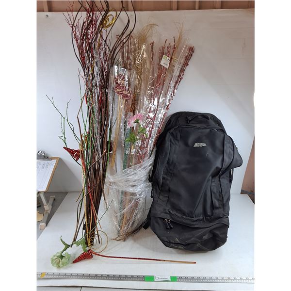 *Christmas Home Decor & Mountain Equipment Co Op Travelers Backpack 27" x 15" x 7", PICKUP ONLY