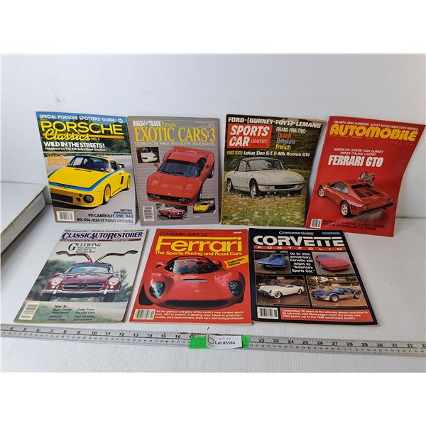 (7) Car Magazines- Ferrari, Porsche, Corvette, Misc.
