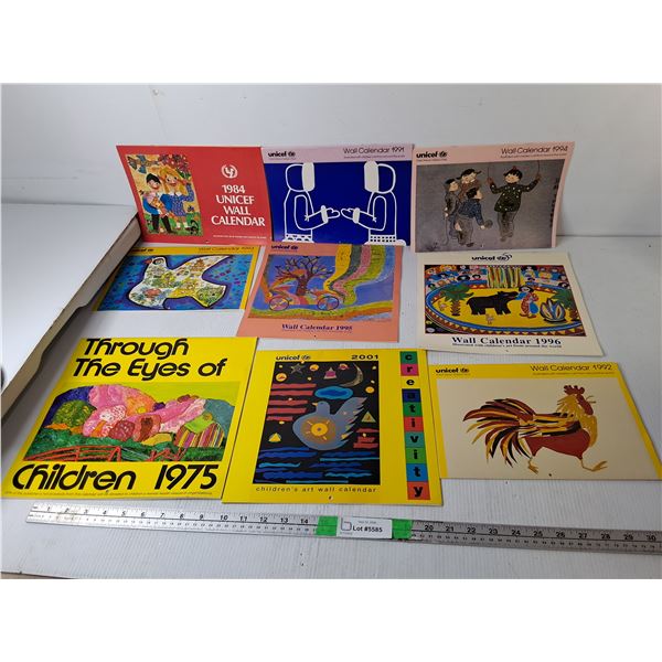 (9) Unicef Wall Calendars 1975-2001