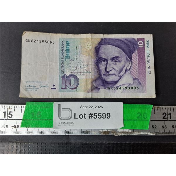 Vintage 10 Deutsche Mark Banknote