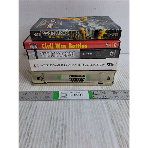 DVD Sets Featuring World War II,Vietnam War,Civil war and Paperback Novel