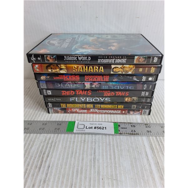(8) DVD Movies-Jurassic World,Sahara,Spy Game,Flyboys and more
