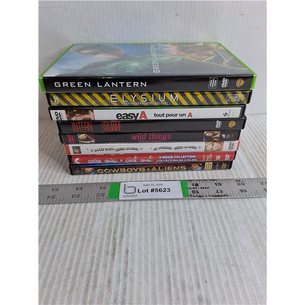 (8) DVD Movies-Green Lantern,Intern,Cowboys&Aliens,Easy A and more
