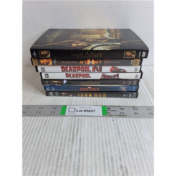 (7) DVD Movies-The Mummy,Deadpool and Iron Man