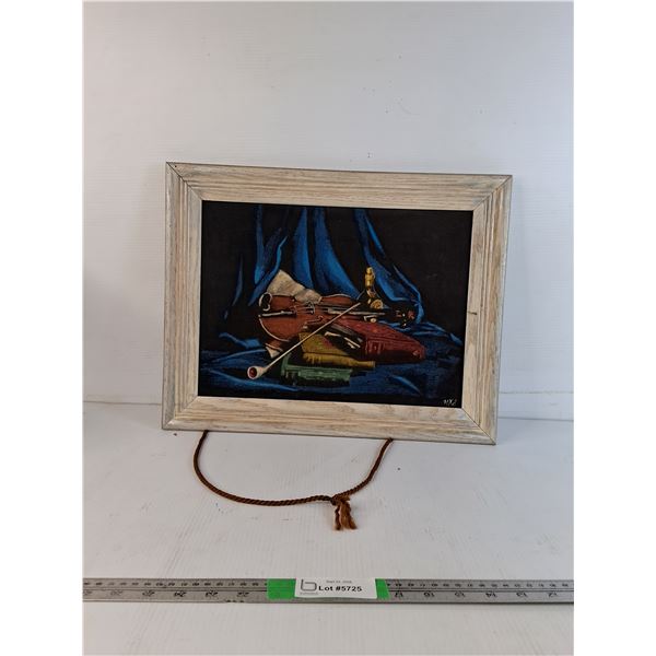 Vintage Wall Art On Wood Frame 19"x15" ( cannot authenticate)