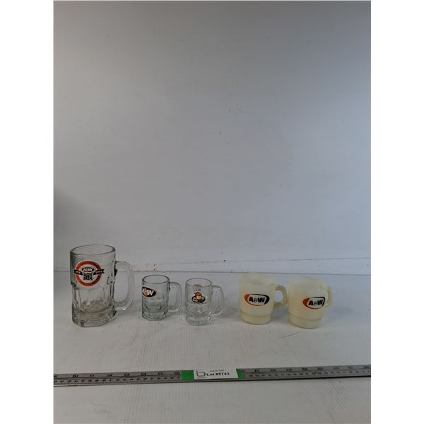 (5) Vintage A & W Mugs