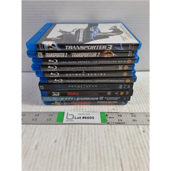 (10) BluRay Movies- Transporter 2&3,Batman Begins,Godzilla,Fast and Furious and more