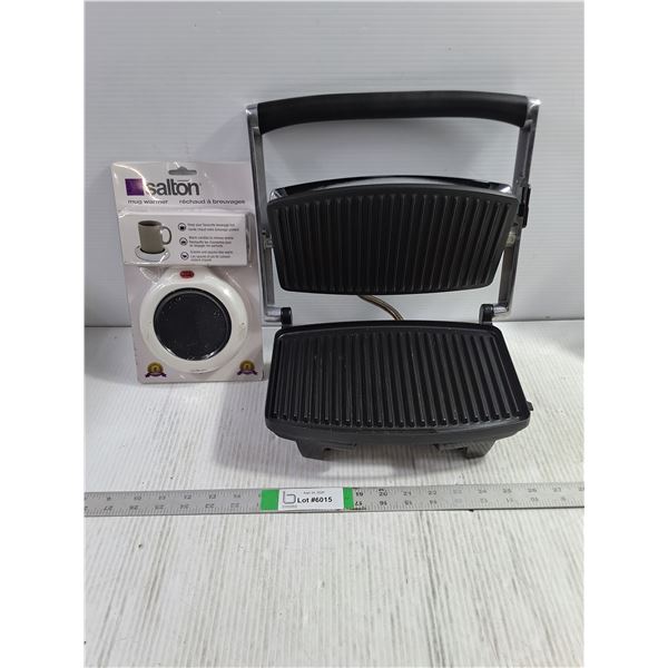 Stainless Steel Electric Panini/Sandwich Maker, Salton Mug Warmer (NIB)