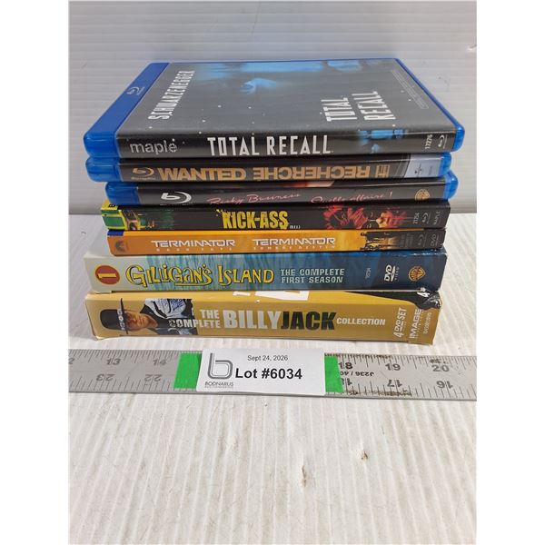 DVD and Blu-Ray Lot-Gilligan's Island,Billy Jack,Totall Recall,Terminator and more
