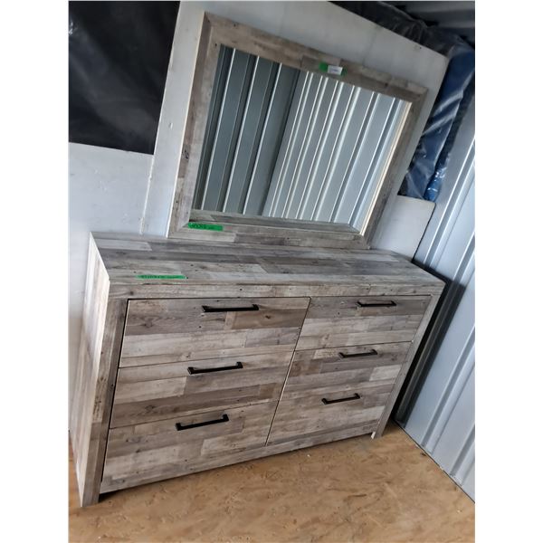 ***Wood Grain Style Dresser with Mirror - Can't Ship