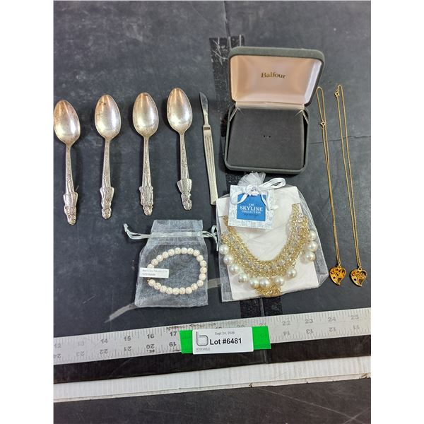 Vintage Carlton Silver Plated Spoons, Bracelets, Necklaces