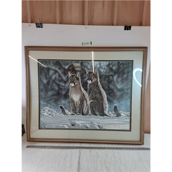 *R. Fehr "The Deer Watchers" Painting Print 44/500, 40" x 32" No Shipping