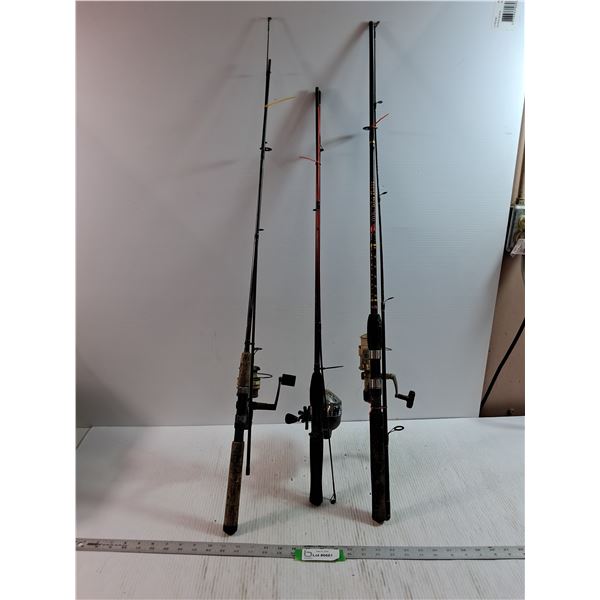 (3) Fishing Rod & Reel Combos - Shakespeare, Shimano, Zebco - As Is, Pickup Only