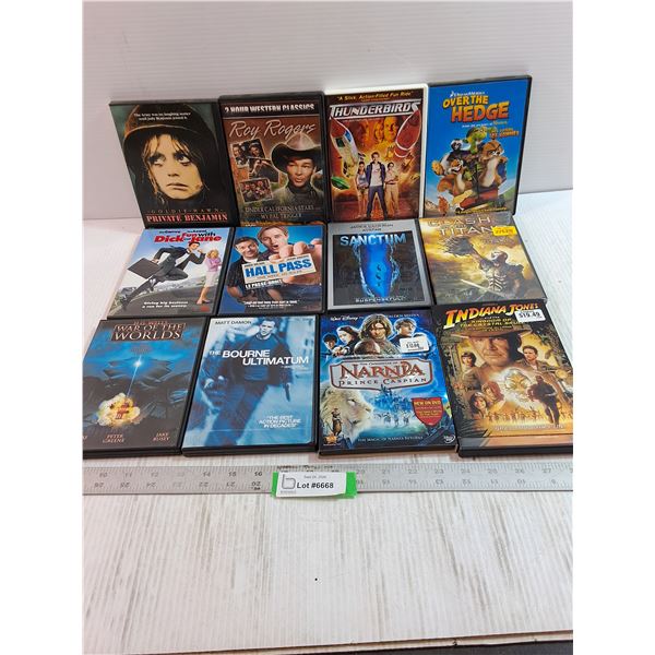 (12) Movie DVDs - Narnia, Indiana Jones, Sanctum
