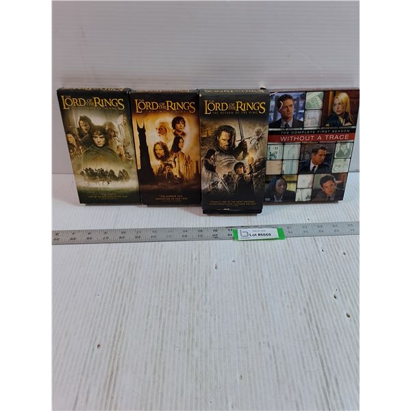 Lord Of The Rings Trilogy VHS Tapes & Without A Trace Season 1 DVD (Missing 1)