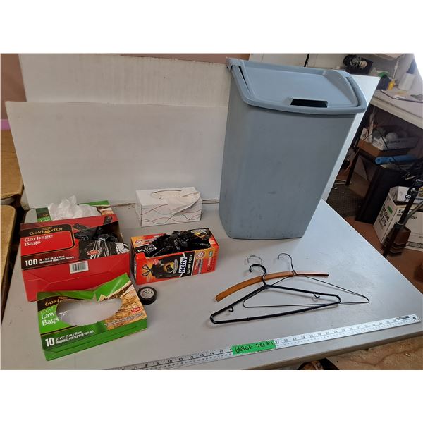 Garbage Bin 22" Tall, Garbage & Leaf Bags, Kleenex- Can't Ship