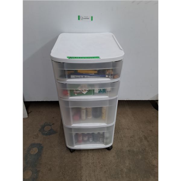 * 4-Bin Sterilite Cart w/Assorted Art & School Supplies - Cannot Ship