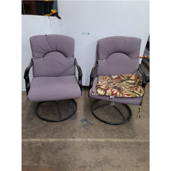 * (2) Swivel Rocking Chairs w/Lavender Cushions & Extra Cushion - Cannot Ship