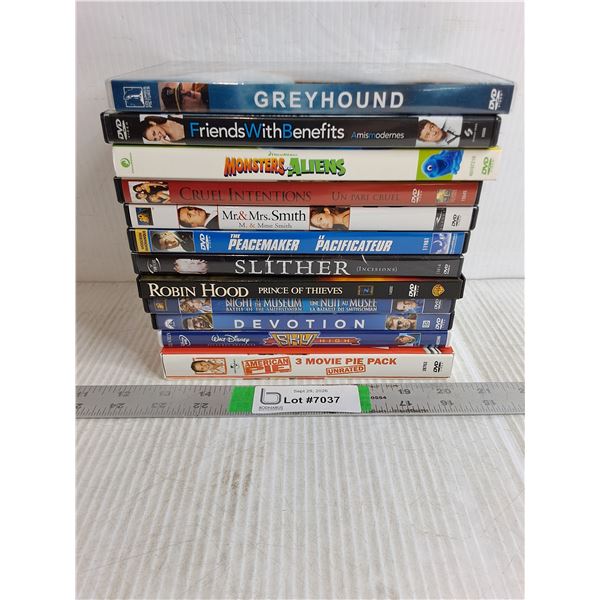 (12) DVD Movies-Greyhound,Devotion,American Pie,Slither and more