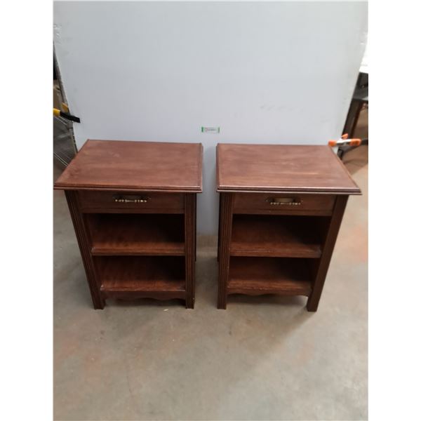 * Pair of 2-Shelf Plywood Night Stands - 20x15x27" Each - One Top Needs Glue - Cannot Ship