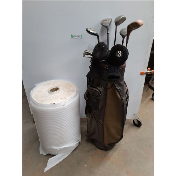 * Partial Set of Right-Handed Golf Clubs & Bag, Roll of Foam Packing - Pickup Only