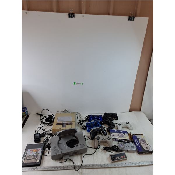 PlayStation 1 No Power Cord, SNES, PS3 Eye, Assorted Controllers All Untested As-Is