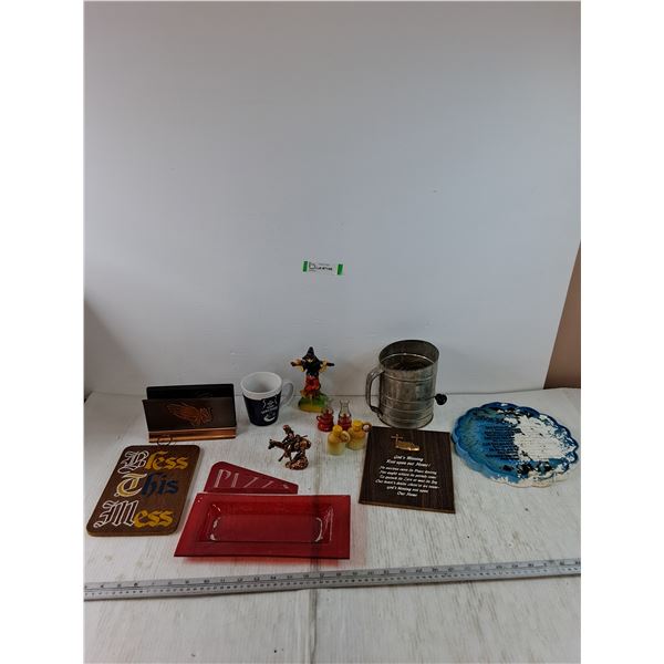 Christian Napkin Holder, Wall Decorations, Hallmark Figure As-Is, Vancouver Canuck Cup, Metal Sifter