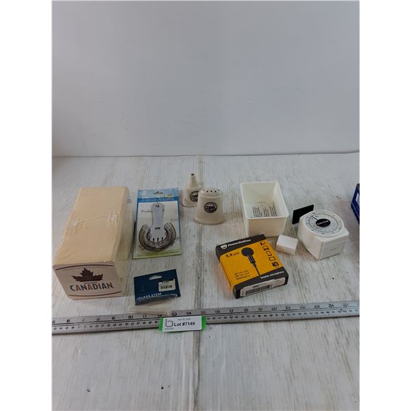 (30+) Molson Canadian Coasters Sealed, 59" Mic Cord, Glass STEM, Cocktail Strainer, Walter Diet Scal