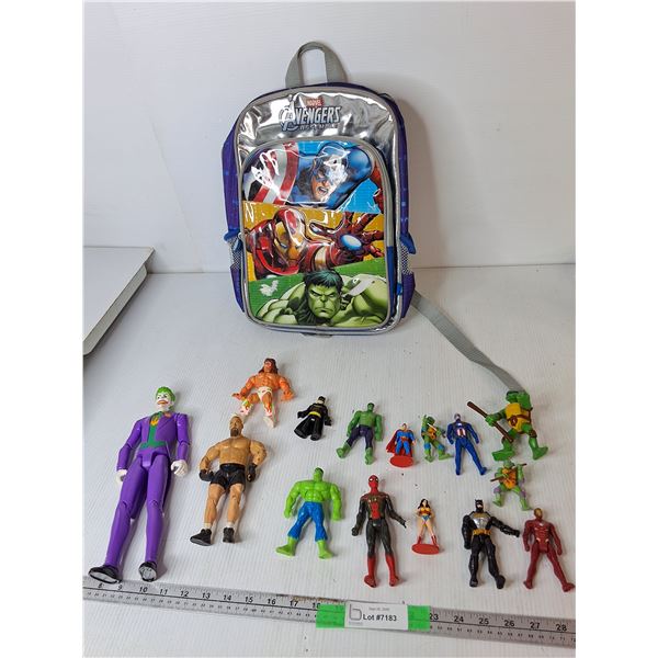 Avengers Backpack & Wrestling/Action Figurines up to 11.5"