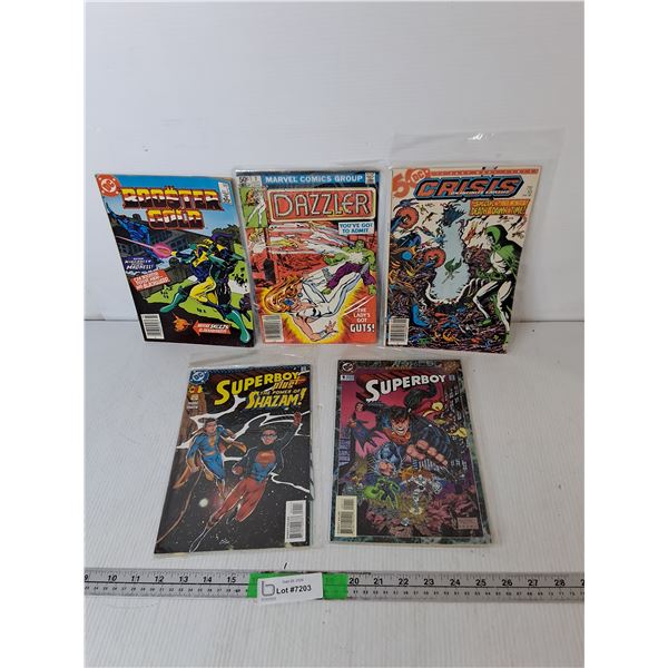 (5) DC/Marvel Comics- Superboy, Dazzler, Booster Gold, Misc.