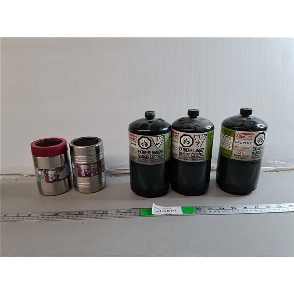 (2) Can Coolers & (3) 1 Lb. Propane Cylinders- Can't Ship