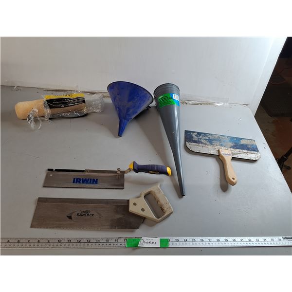 Funnels, Hand Saws, Taping Knife, Misc.